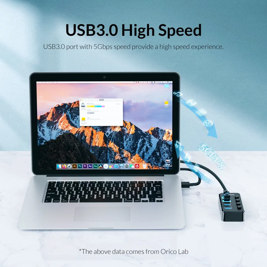 ORICO ORI-TSU3-4A-BK USB 3.0 Hub 4 Poorten - Zwart