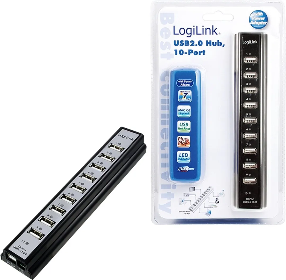 Logilink UA0096 USB-hub 10 Poorten USB 2.0