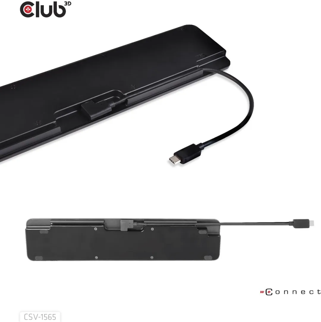 Club 3D USB Gen 1 Type-C-dock met ondersteuning voor drie beeldschermen, DP 1.4 Alt-modus en Smart PD 3.0-oplaadfunctie, inclusief 100 Watt-voeding