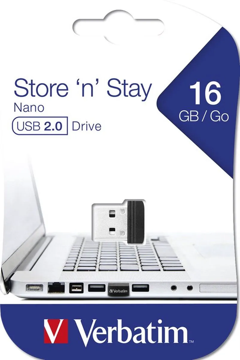 Verbatim Store'n'Stay NANO 16GB - USB-Stick / Zwart