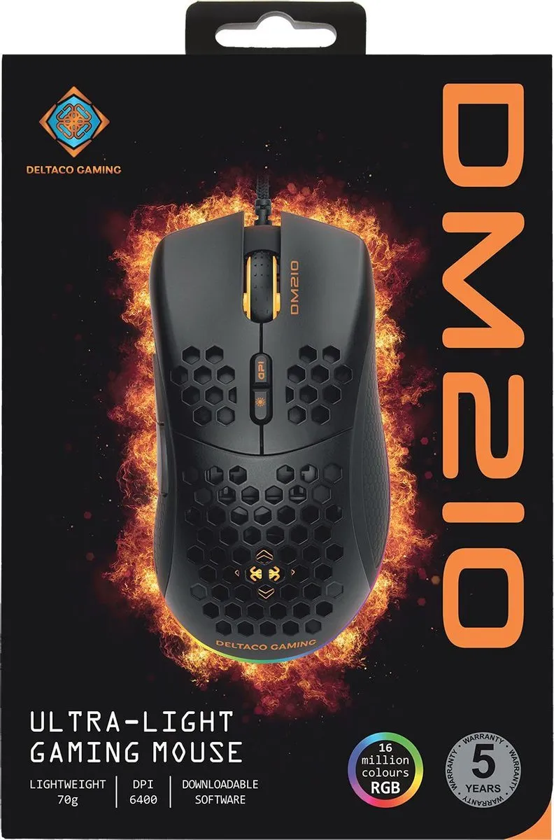 Deltaco DM210 Gaming Muis - Bedraad - 6400 DPI - Zwart - afbeelding 6 van 6