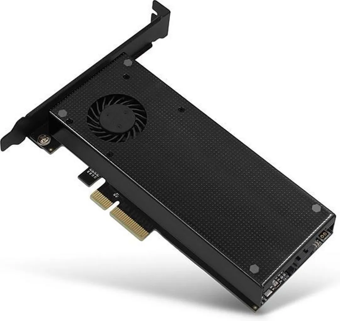 AXAGON PCEM2-DC 2 poorten M.2-controller PCIe x4 Geschikt voor: 2230, 2242, 2260, 2280, 22110 Actieve koeling, Incl. Lo