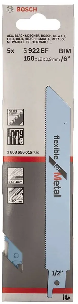 Bosch Reciprozaagblad S 922 EF Metaal - 1 Stuk