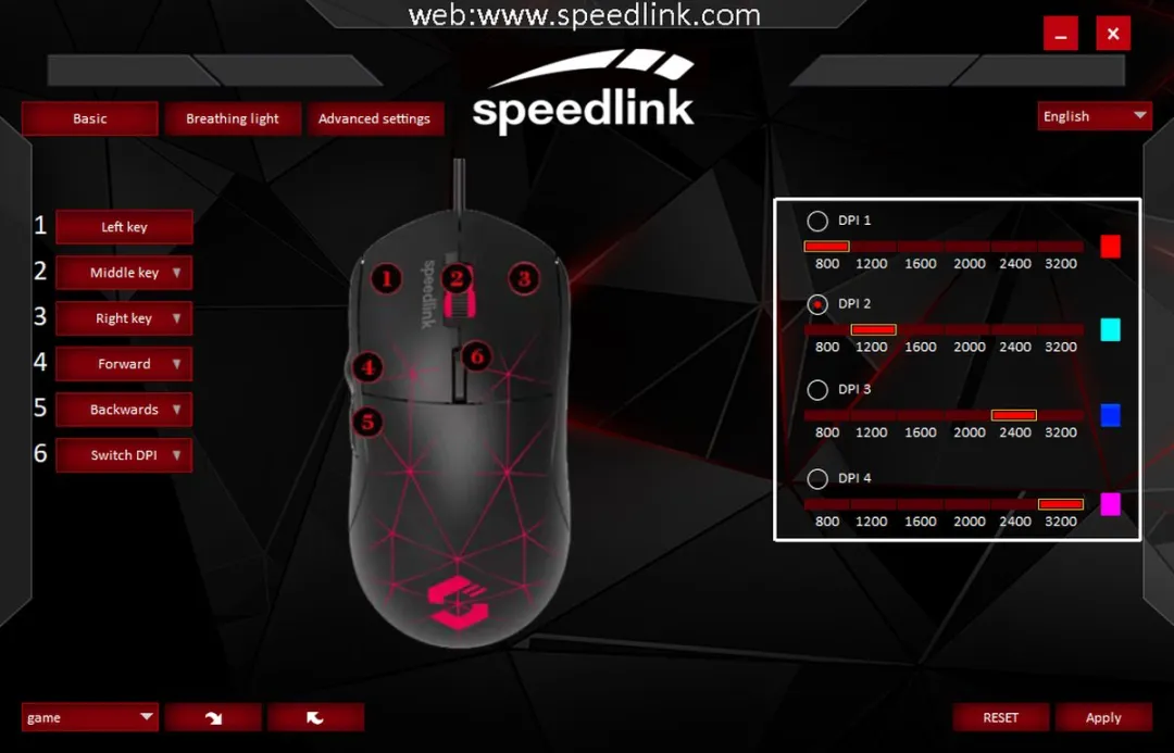 Speedlink CORAX - Gaming Muis - Verlichting - 3.200 DPI + DPI Schakelaar - 5 Configureerbare knoppen