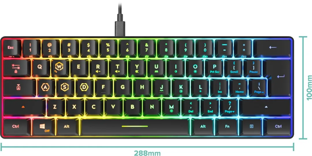 Speedlink LETOS SL-670014-BK-US Gaming Toetsenbord - Compact 60% - RGB - Zwart