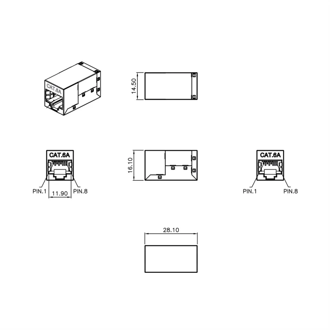 Roline RJ-45-koppeling Cat.6A afgeschermd - Zilver