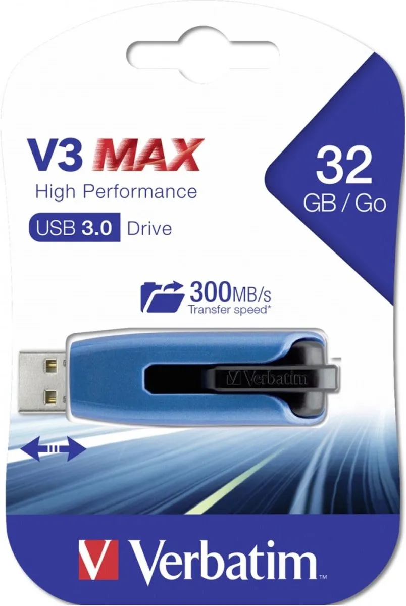 Verbatim Store 'n' Go V3 Max USB-stick 32GB - Blauw