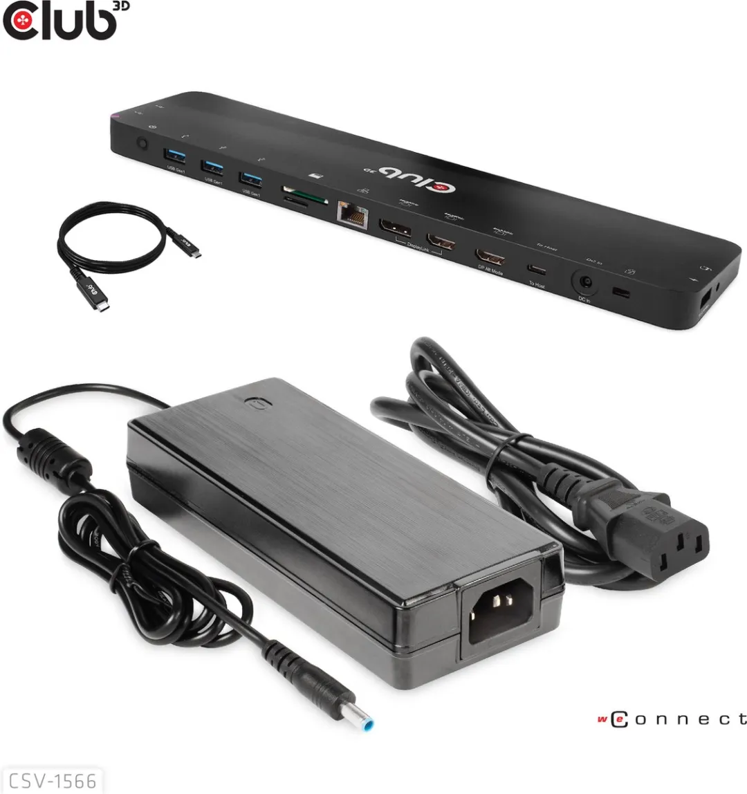 Club3D CSV-1566 USB-C Dock - 3x DisplayPort - 120W - Zwart - afbeelding 4 van 6