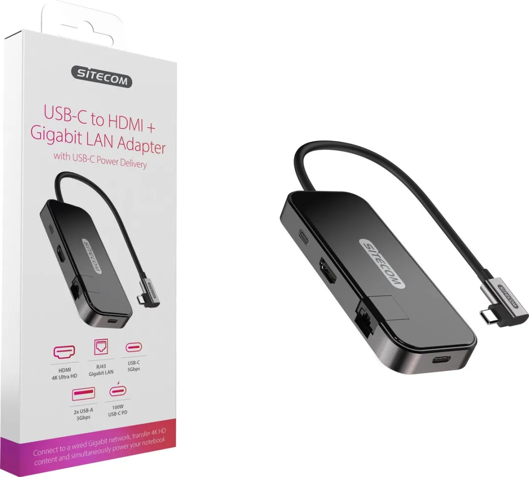 Sitecom CN-394 USB-C Dock - HDMI + GLAN - Zilvergrijs