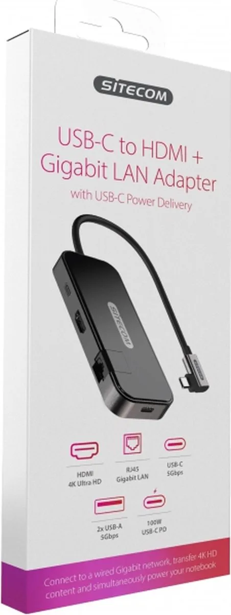 Sitecom CN-394 USB-C Dock - HDMI + GLAN - Zilvergrijs - afbeelding 6 van 6