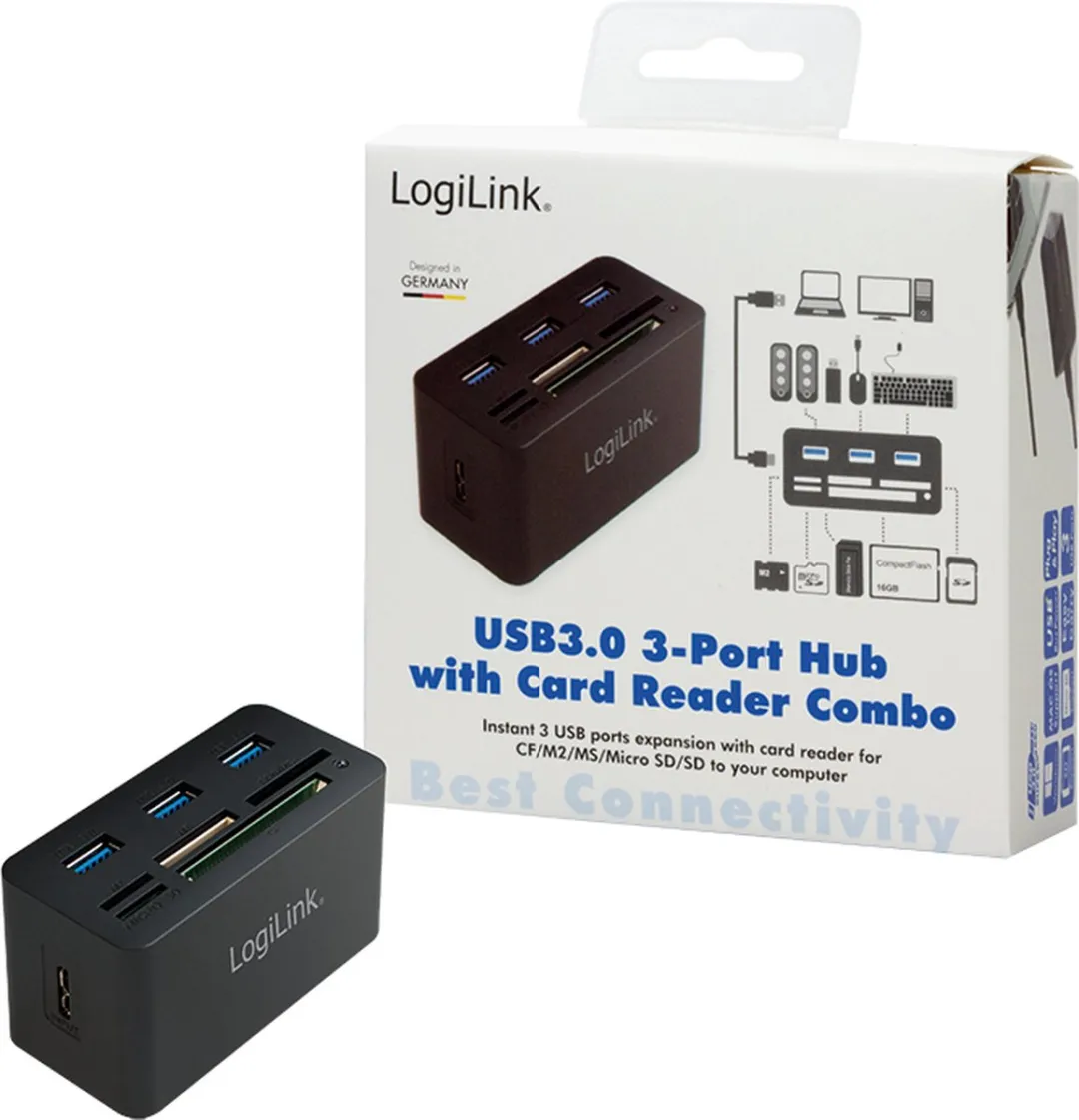 Logilink CR0042 USB 3.0 HUB 3-Ports - Zwart