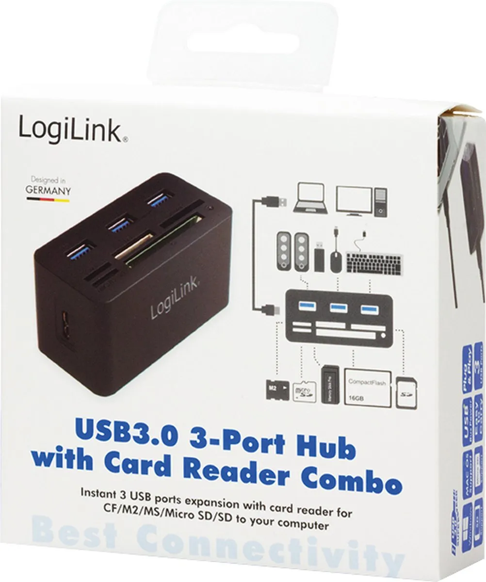 Logilink CR0042 USB 3.0 HUB 3-Ports - Zwart