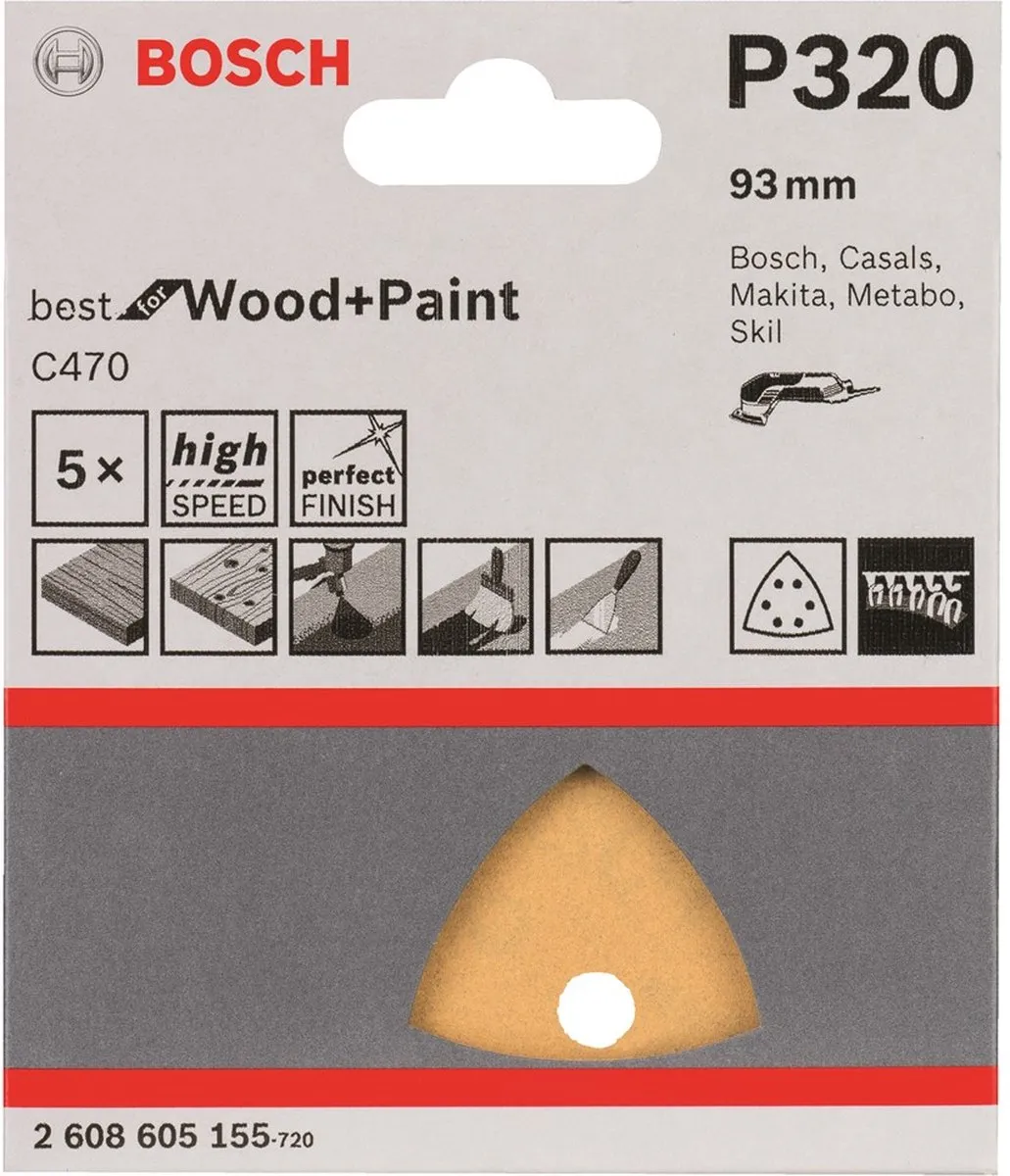 Bosch 5-delige Schuurbladenset 93mm - 5 Stuks