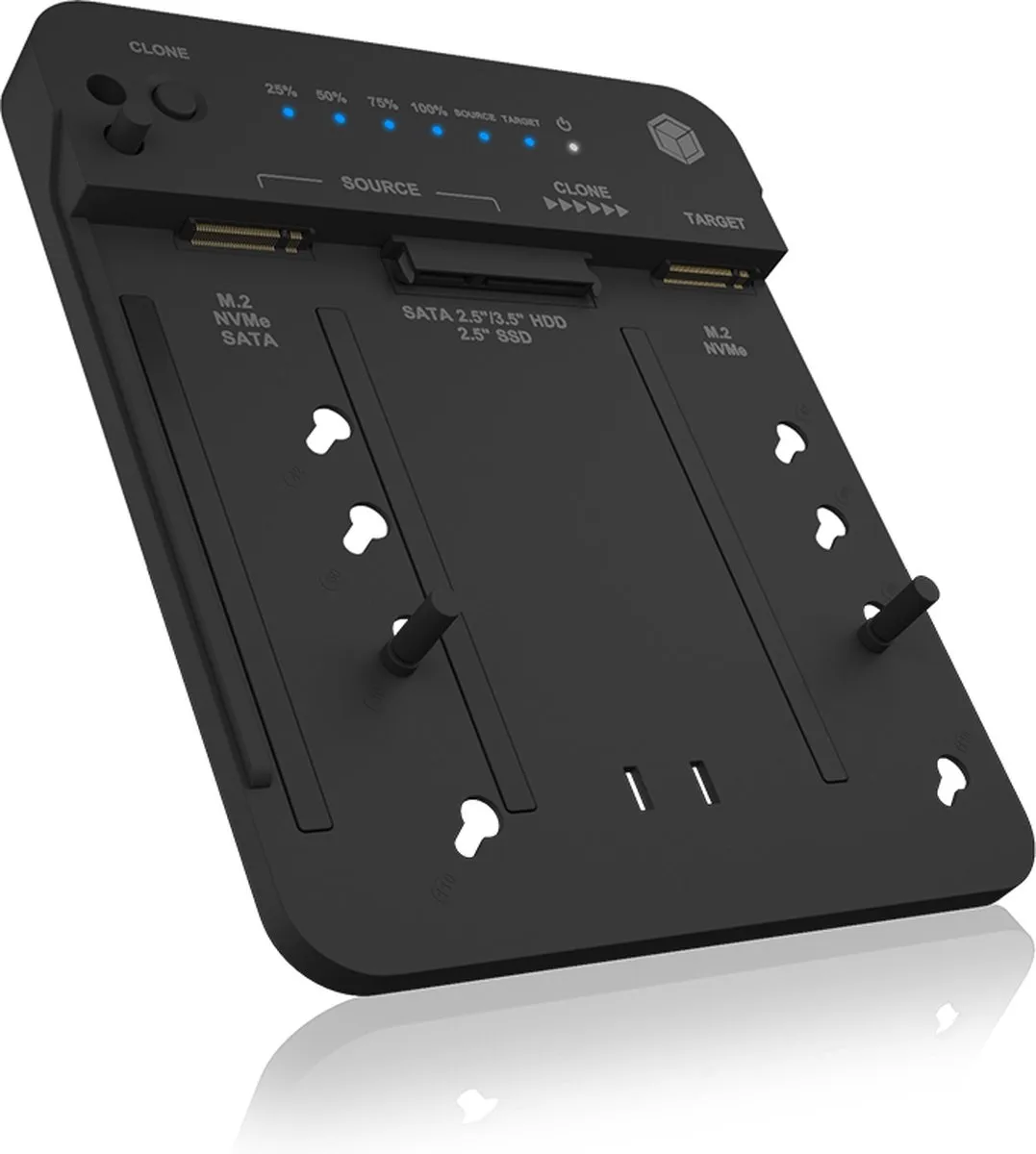 Icy Box IB-2913MCL-C31 M.2 NVMe/SATA Docking & Kloonstation - USB 3.2 Gen 2 - Zwart