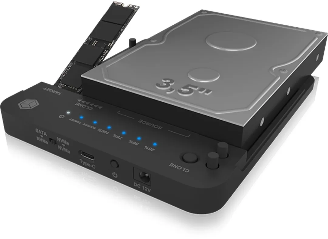 Icy Box IB-2913MCL-C31 M.2 NVMe/SATA Docking & Kloonstation - USB 3.2 Gen 2 - Zwart