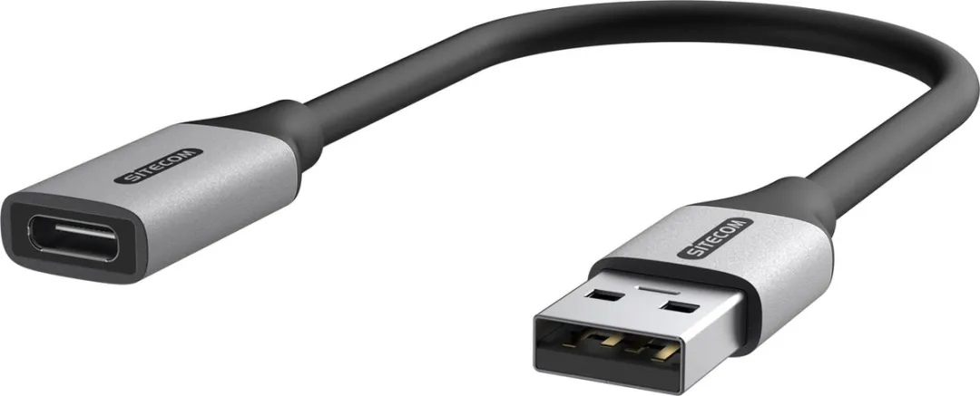 Sitecom AD-1013 USB A naar USB C Kabel 15cm - Zwart/Grijs