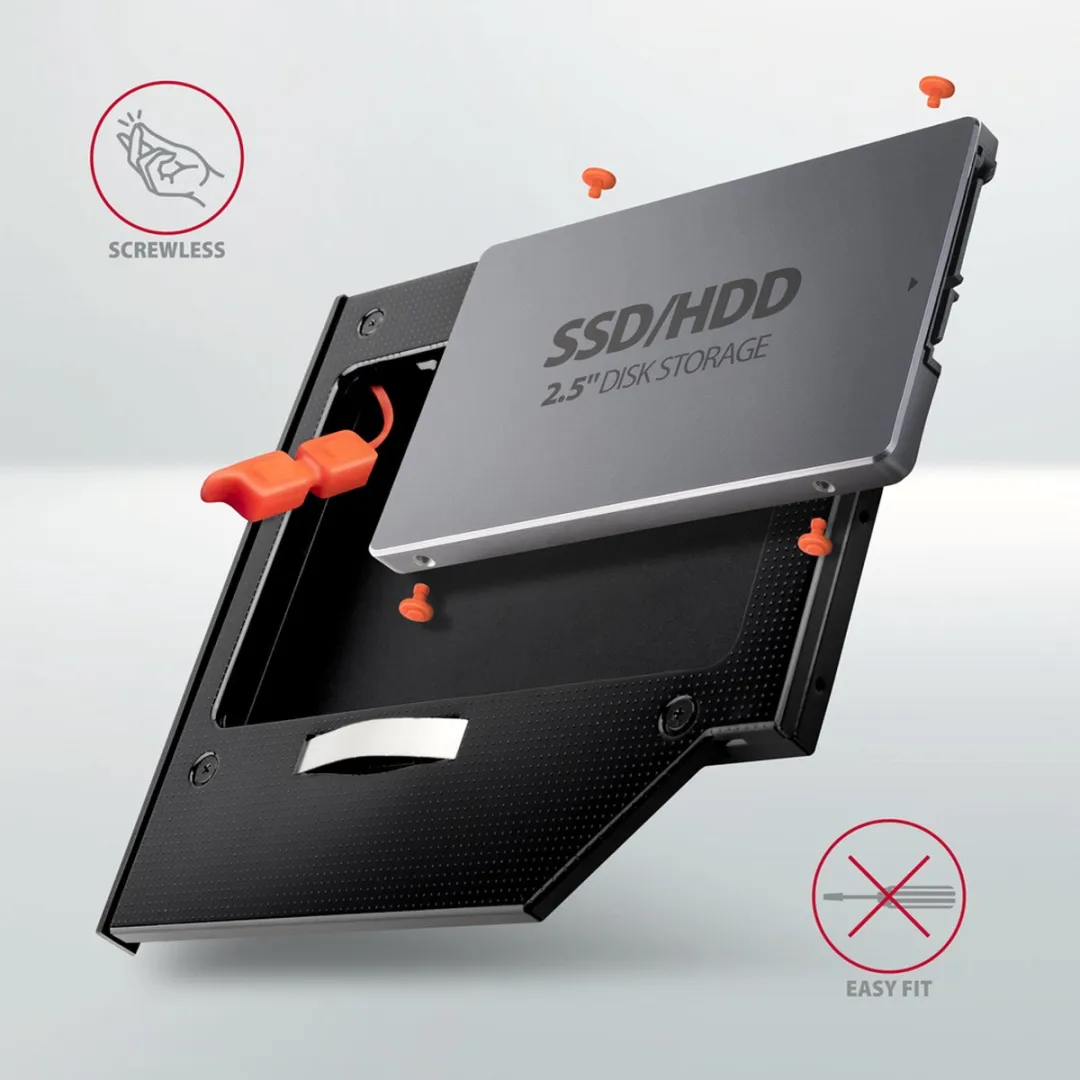 Axagon RSS-CD09 2.5 SSD/HDD Caddy - Zwart