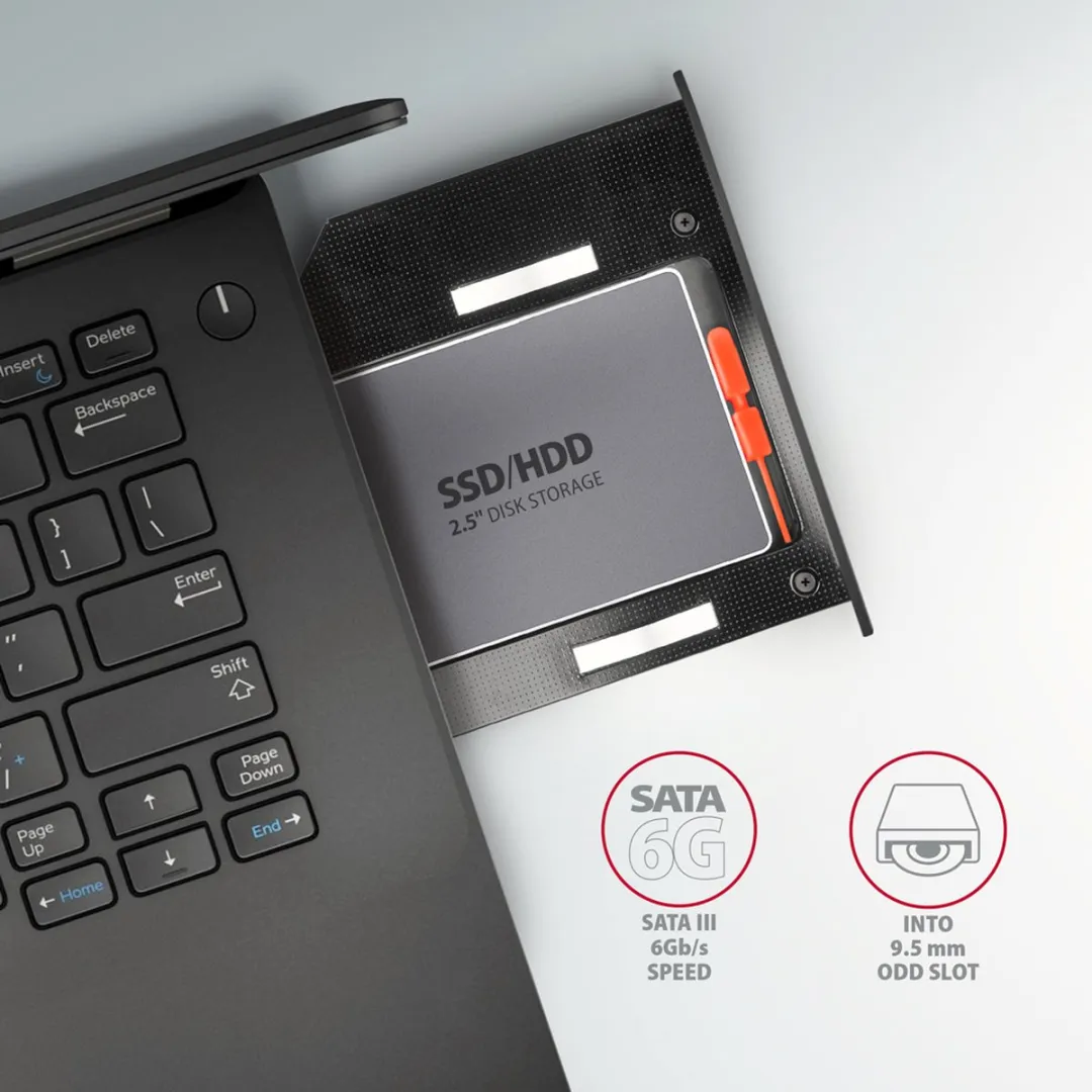 Axagon RSS-CD09 2.5 SSD/HDD Caddy - Zwart