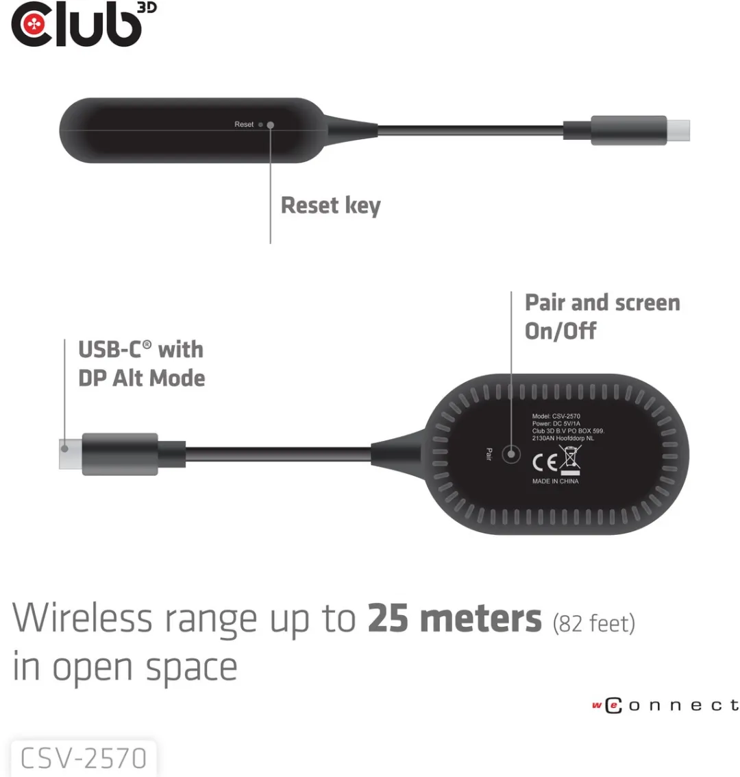 Club3D CSV-2570 USB-C naar HDMI Adapter - Zwart