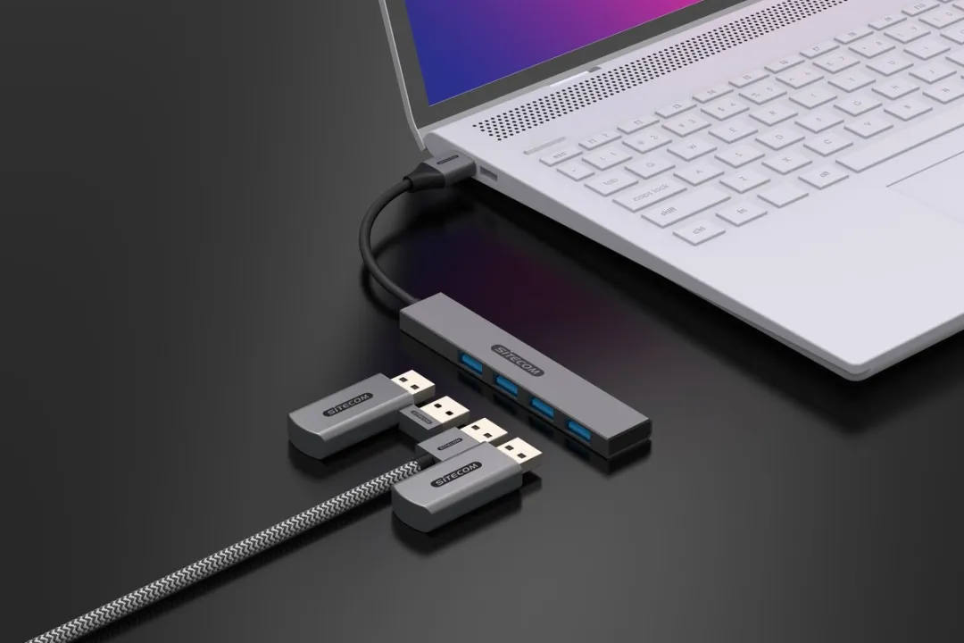 Sitecom USB-A naar 4x USB-A Hub - Grijs