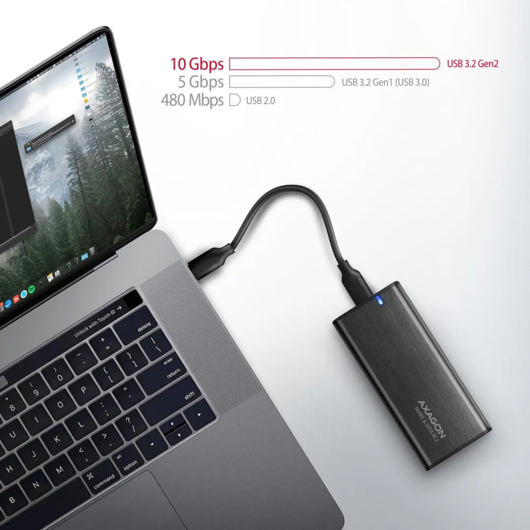 Axagon EEM2-SB2 M.2 NVMe & SATA Behuizing - Black
