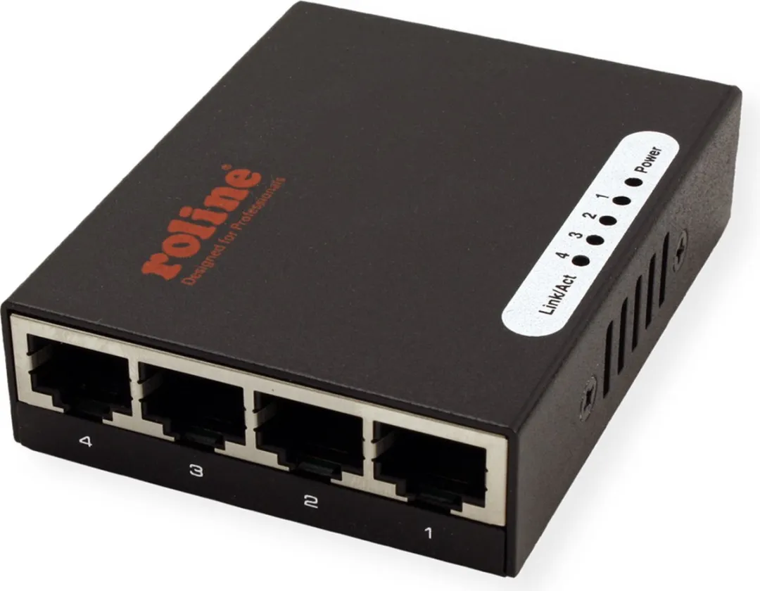 Roline 4-Poorts Gigabit Ethernet Switch - Zwart