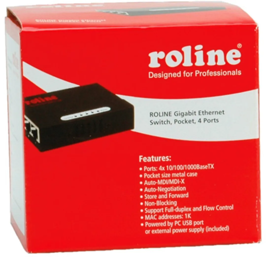 Roline 4-Poorts Gigabit Ethernet Switch - Zwart - afbeelding 6 van 6