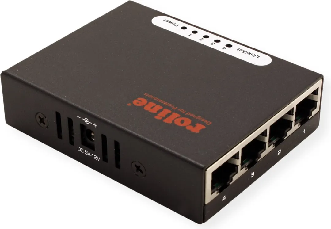 Roline 4-Poorts Gigabit Ethernet Switch - Zwart