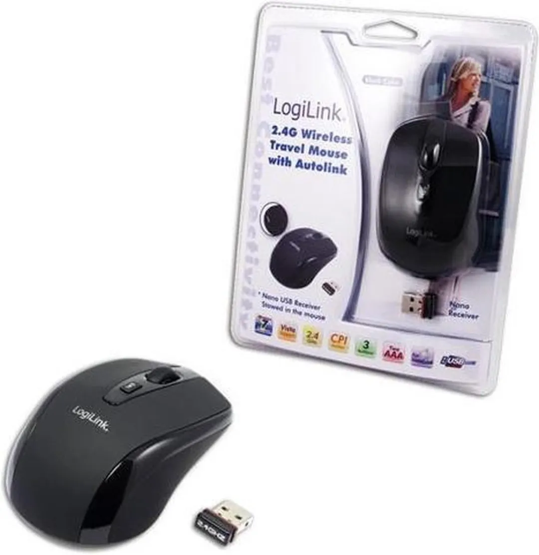 Logilink ID0031 Draadloze Reismuis 2.4GHz - Zwart