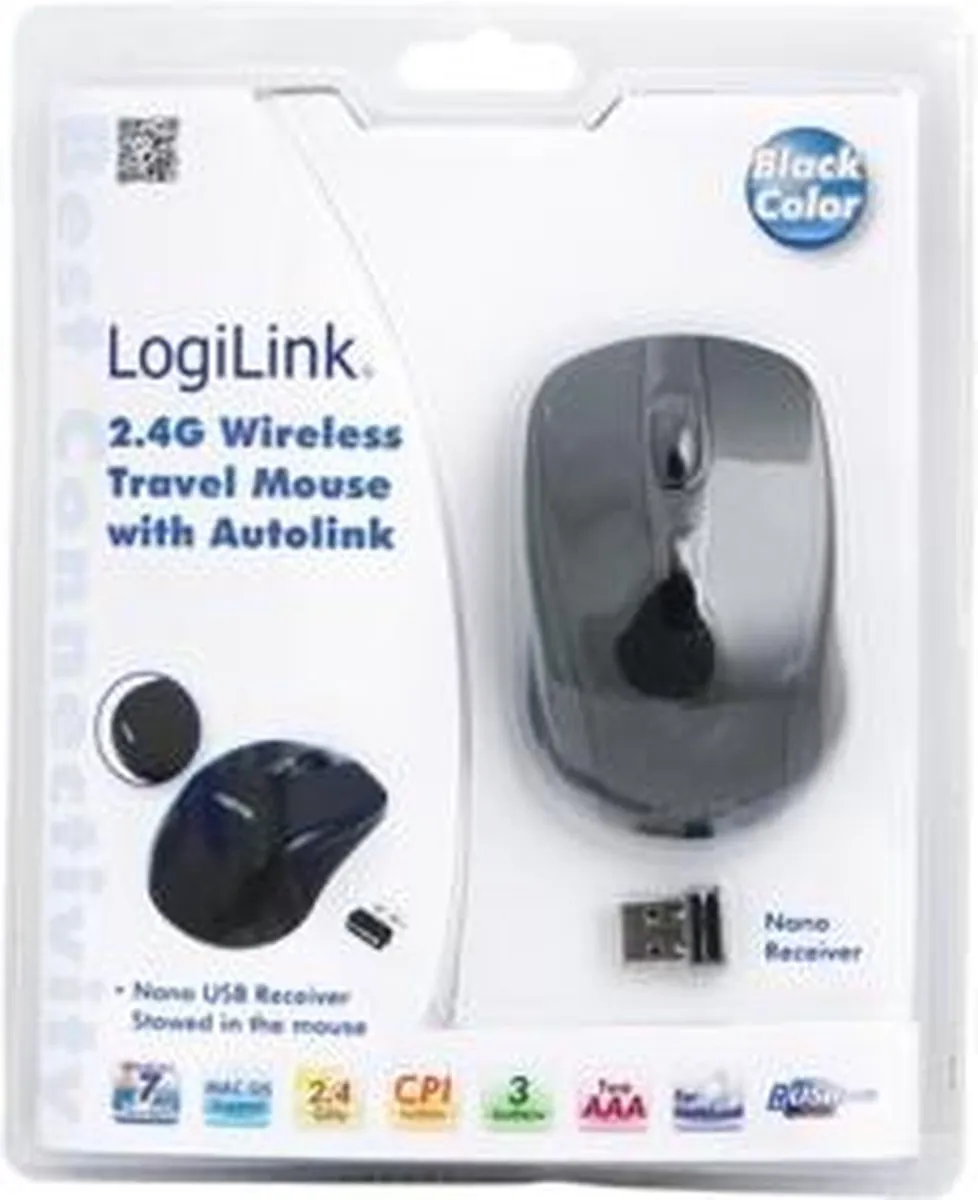 Logilink ID0031 Draadloze Reismuis 2.4GHz - Zwart - afbeelding 6 van 6