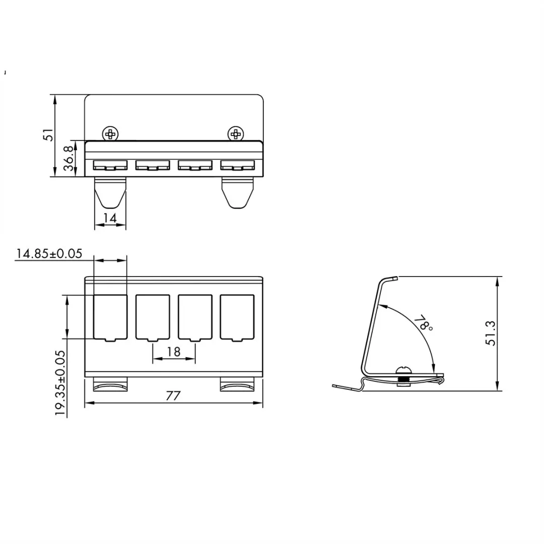 Roline DIN-rail Adapter Leeg 4 Keystones