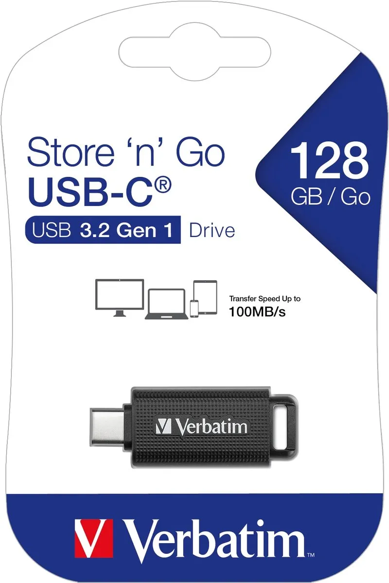 Verbatim Store 'n' Go 49459 USB-C 128GB - Zwart - afbeelding 6 van 6