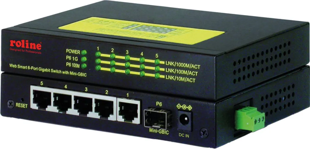 Roline Industriële Gigabit Switch 5x RJ-45 + 1x SFP