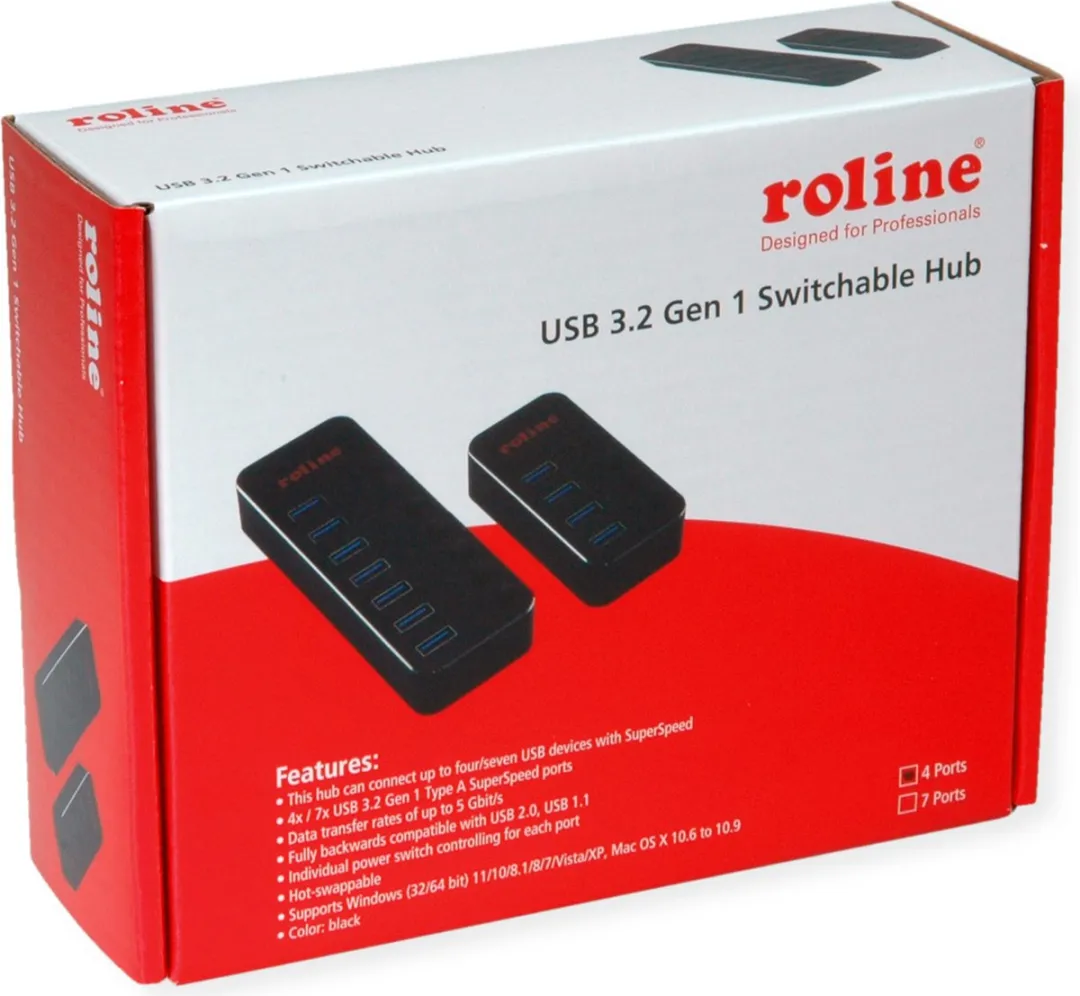 Roline USB 3.2 Gen 1 Notebook Hub 4 Poorten