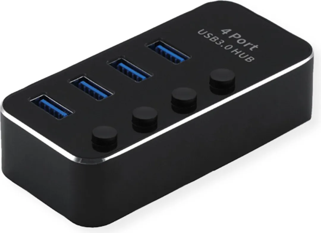 Roline USB 3.2 Gen 1 Notebook Hub 4 Poorten - Zwart - afbeelding 3 van 5
