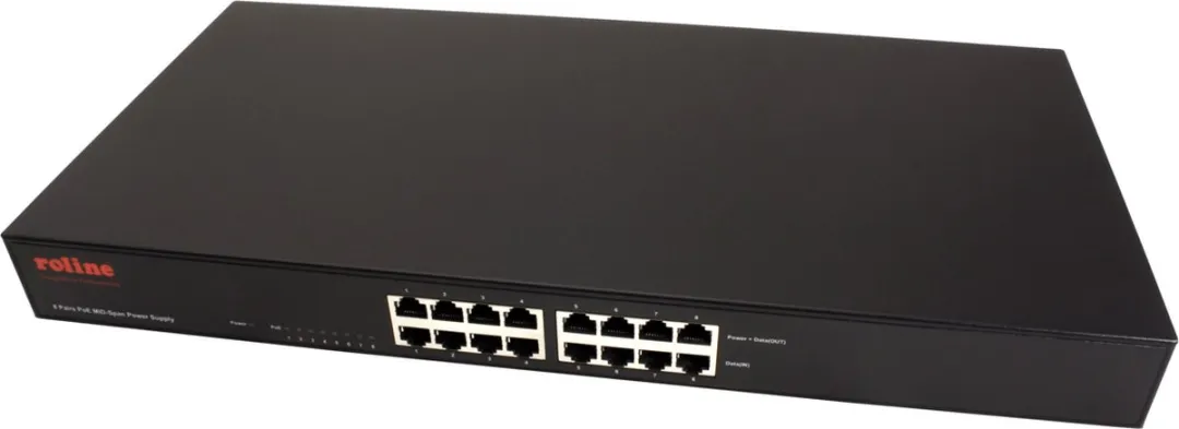 Roline 19" Fast Ethernet PoE Mid-Span Injector 8 Poorten - 110W - Zwart - afbeelding 5 van 6