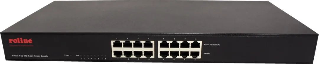 Roline 19" Fast Ethernet PoE Mid-Span Injector 8 Poorten - 110W - Zwart - afbeelding 6 van 6