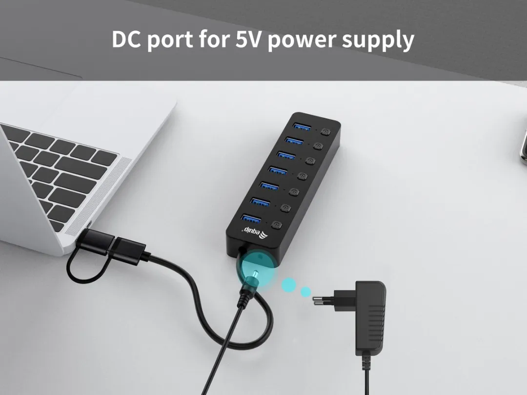 Equip 128965 Interface Hub USB 3.2 Gen 1 - 7 Poorten Zwart