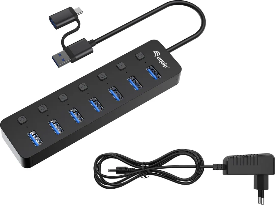 Equip 128965 Interface Hub USB 3.2 Gen 1 - 7 Poorten Zwart - afbeelding 6 van 6