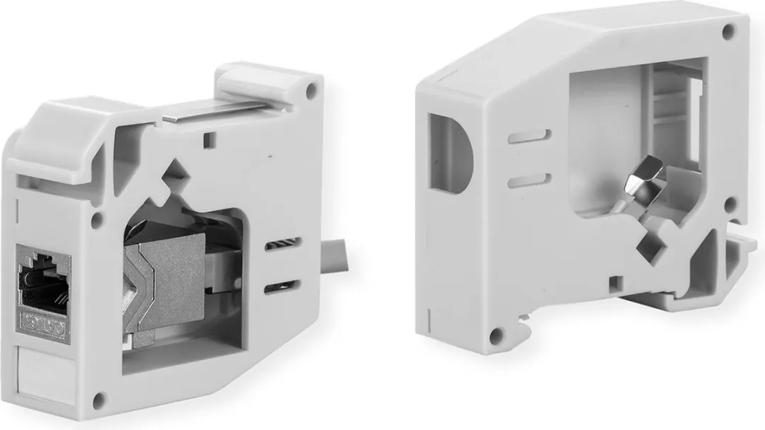 Roline DIN-railadapter Keystone 180° - 1x Ethernet - Grijs - afbeelding 5 van 6