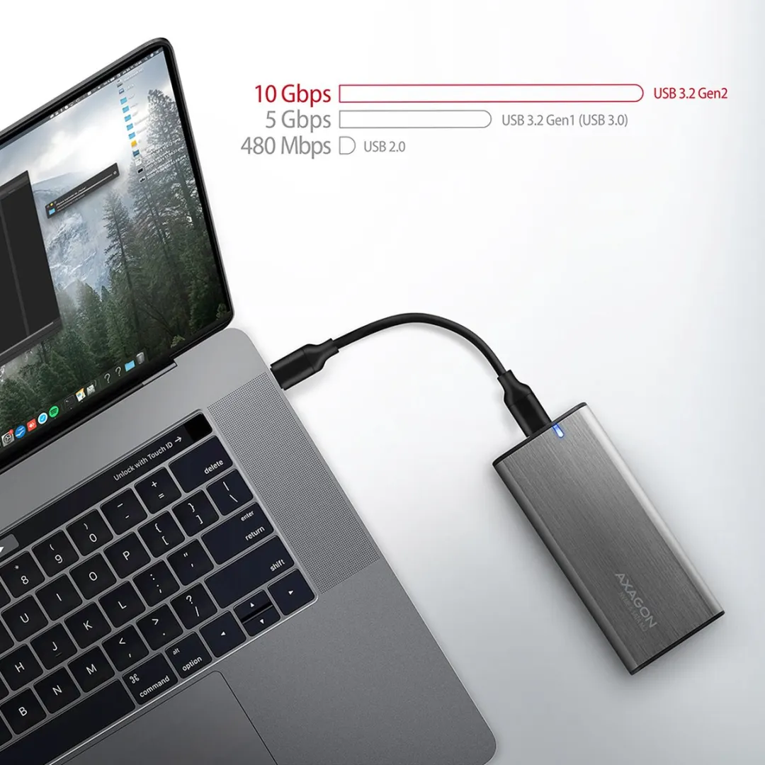 Axagon EEM2-SG2 M.2 SSD-behuizing USB-C 3.2 Gen 2 - Grijs
