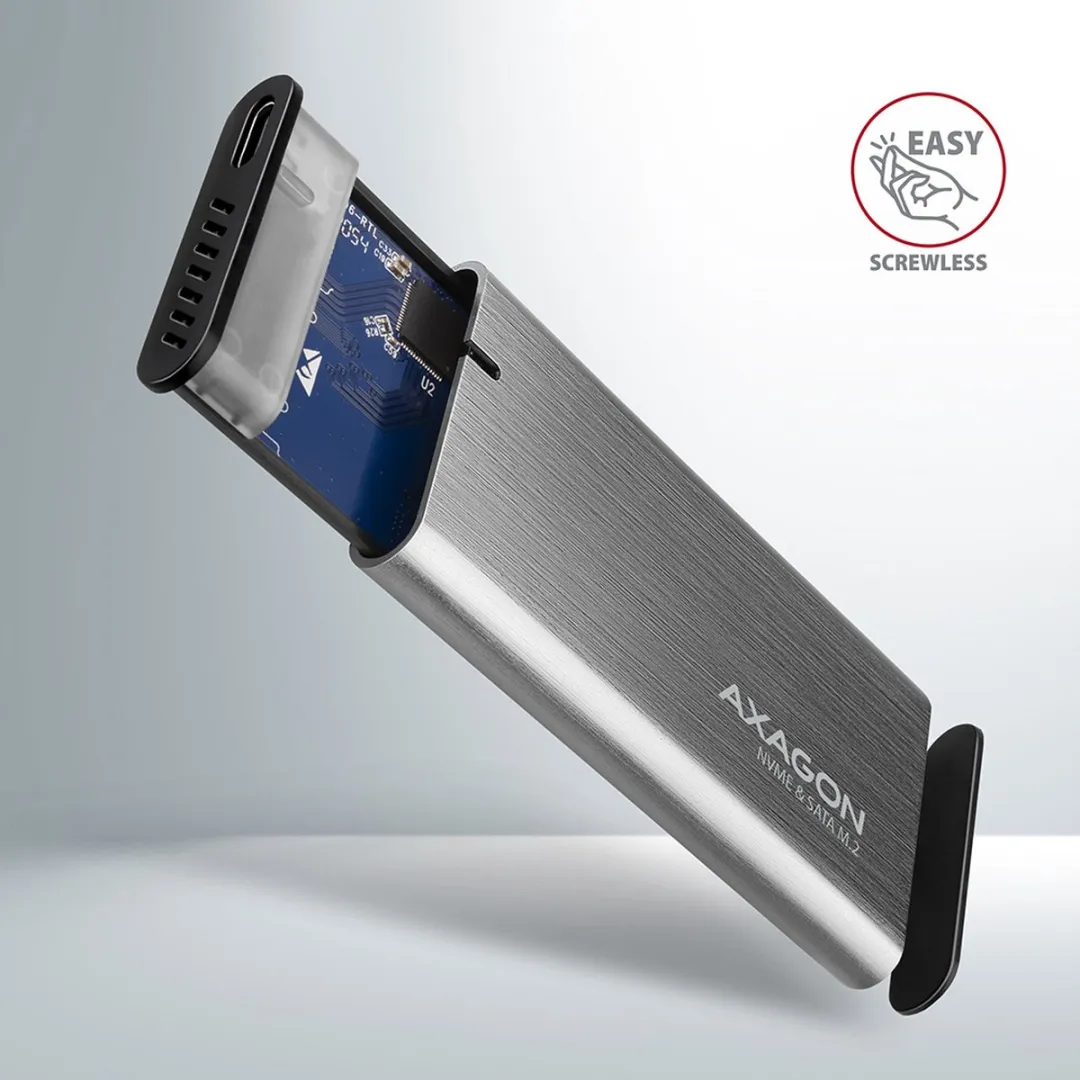 Axagon EEM2-SG2 M.2 SSD-behuizing USB-C 3.2 Gen 2 - Grijs
