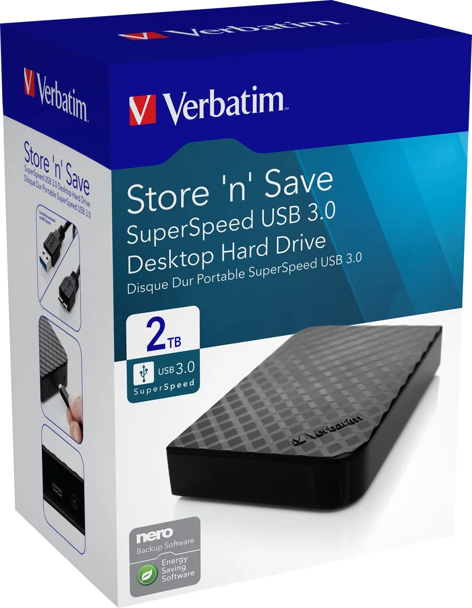 Verbatim Store n Save Externe Harde Schijf 2TB - Zwart