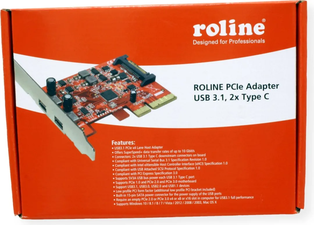 Roline USB 3.2 Gen 2 PCIe Kaart - 2x USB-C - afbeelding 6 van 6