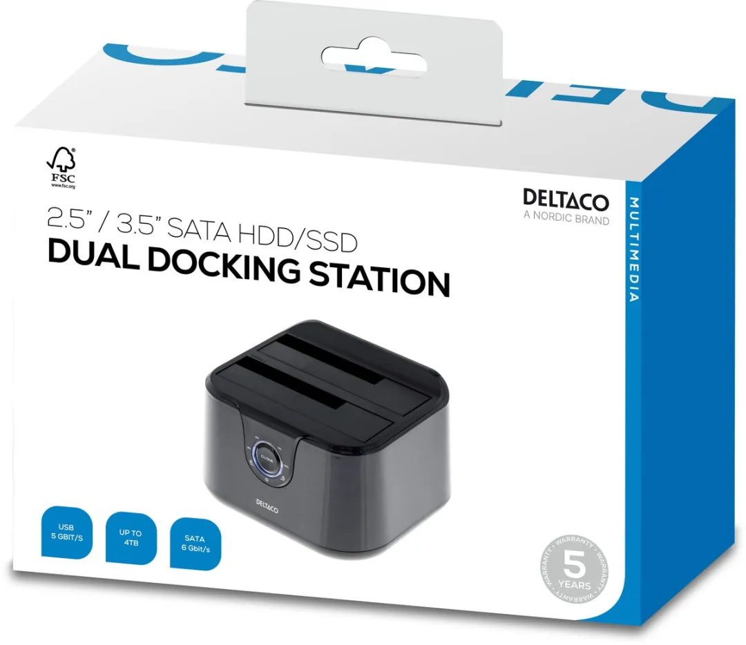 Deltaco MAP-GD35U3 Dockingstation 2x SATA USB 3.0 - Zwart - afbeelding 6 van 6