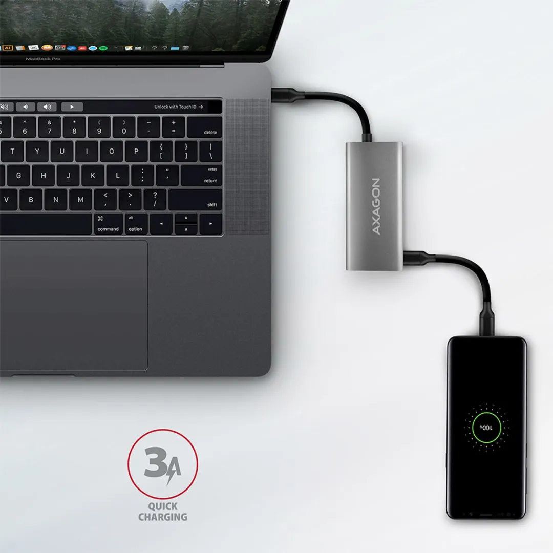 Axagon HMC-4G2 USB 3.2 Gen 2 Hub - 4 Poorten - Grijs