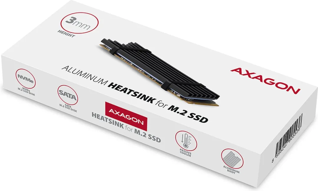 Axagon CLR-M2L3 M.2 SSD Koeler - 80mm - Zwart - afbeelding 6 van 6