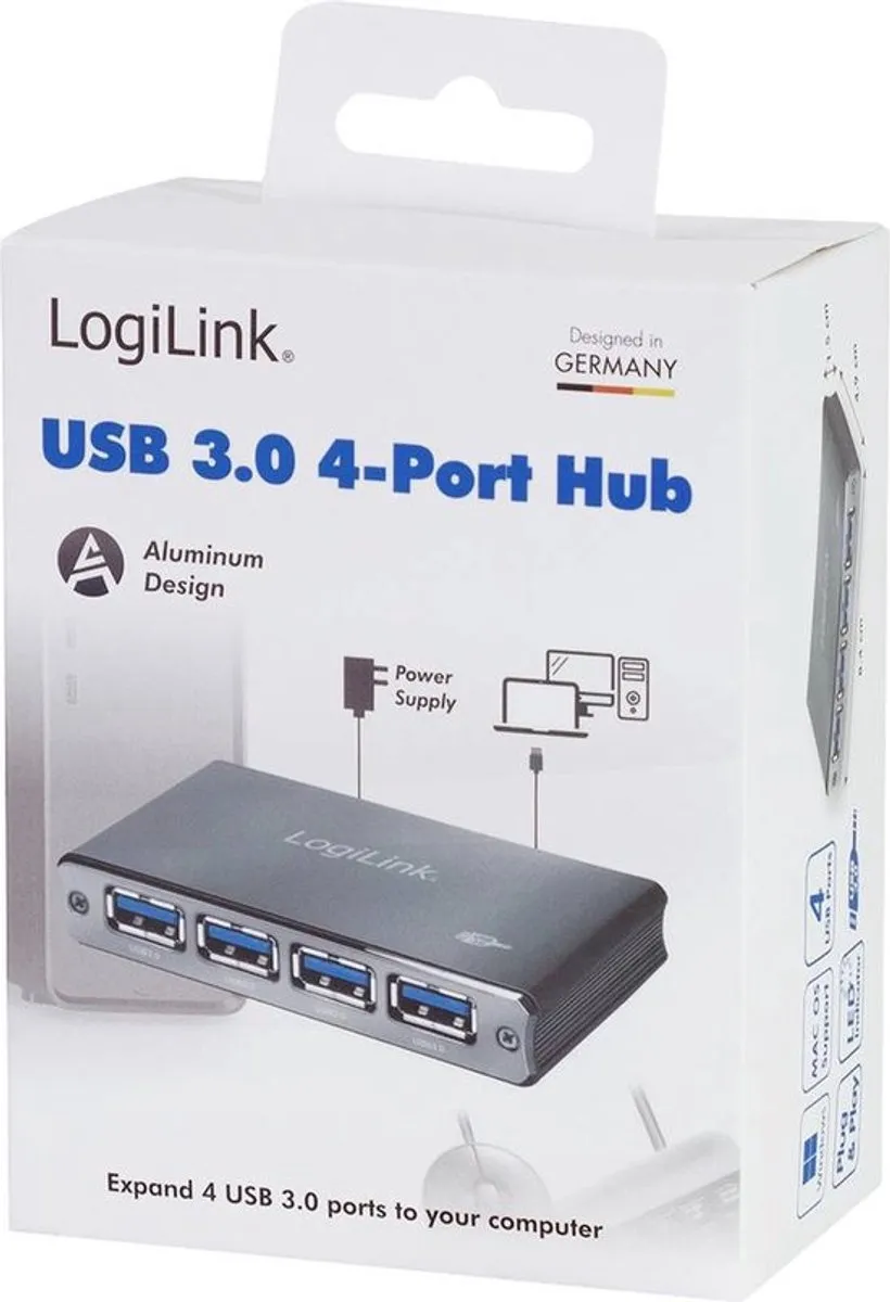 Logilink UA0282 USB 3.0 Hub 4 Poorten - Space grijs - afbeelding 6 van 6