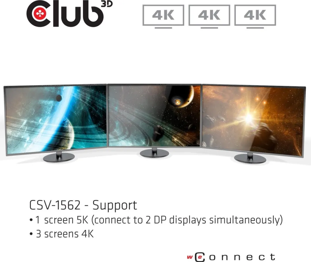 Club3D CSV-1562 USB-C Triple 4K Dock - Kleurloos - afbeelding 6 van 6