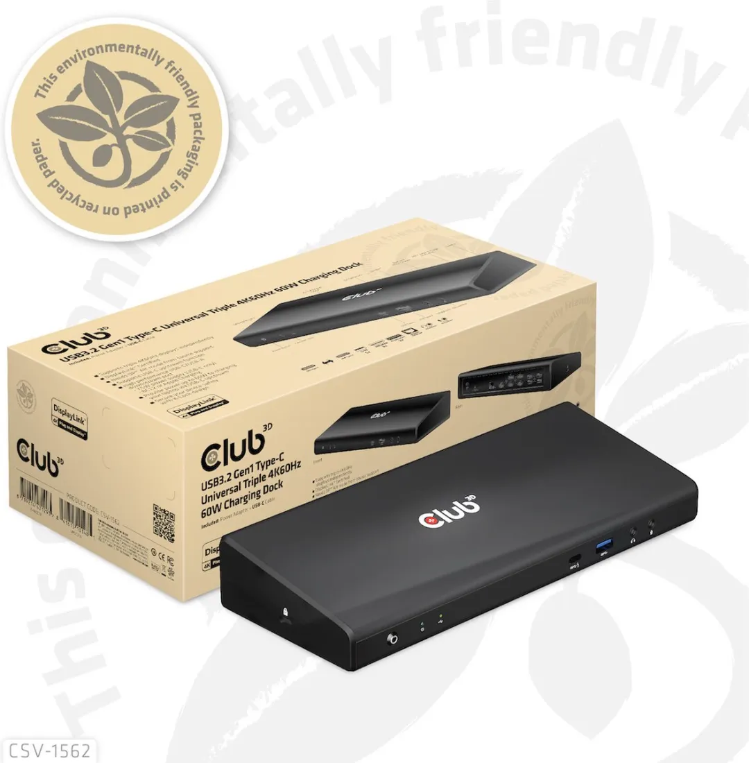 Club 3D USB-C®5Gbps Universal Triple 4K Charging Dock